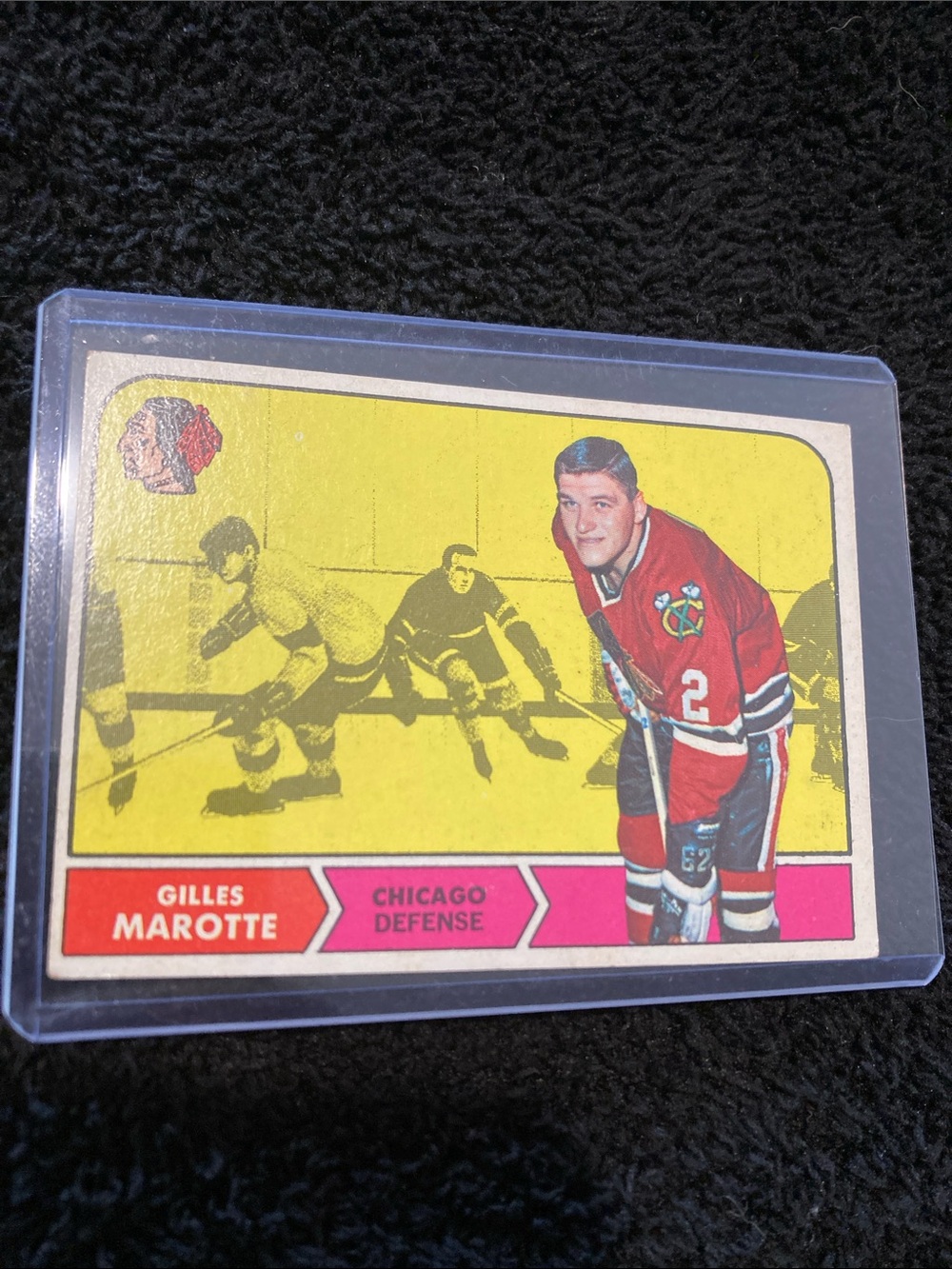 Gilles Marotte Chicago Defense Hockey Card - Red Jersey
